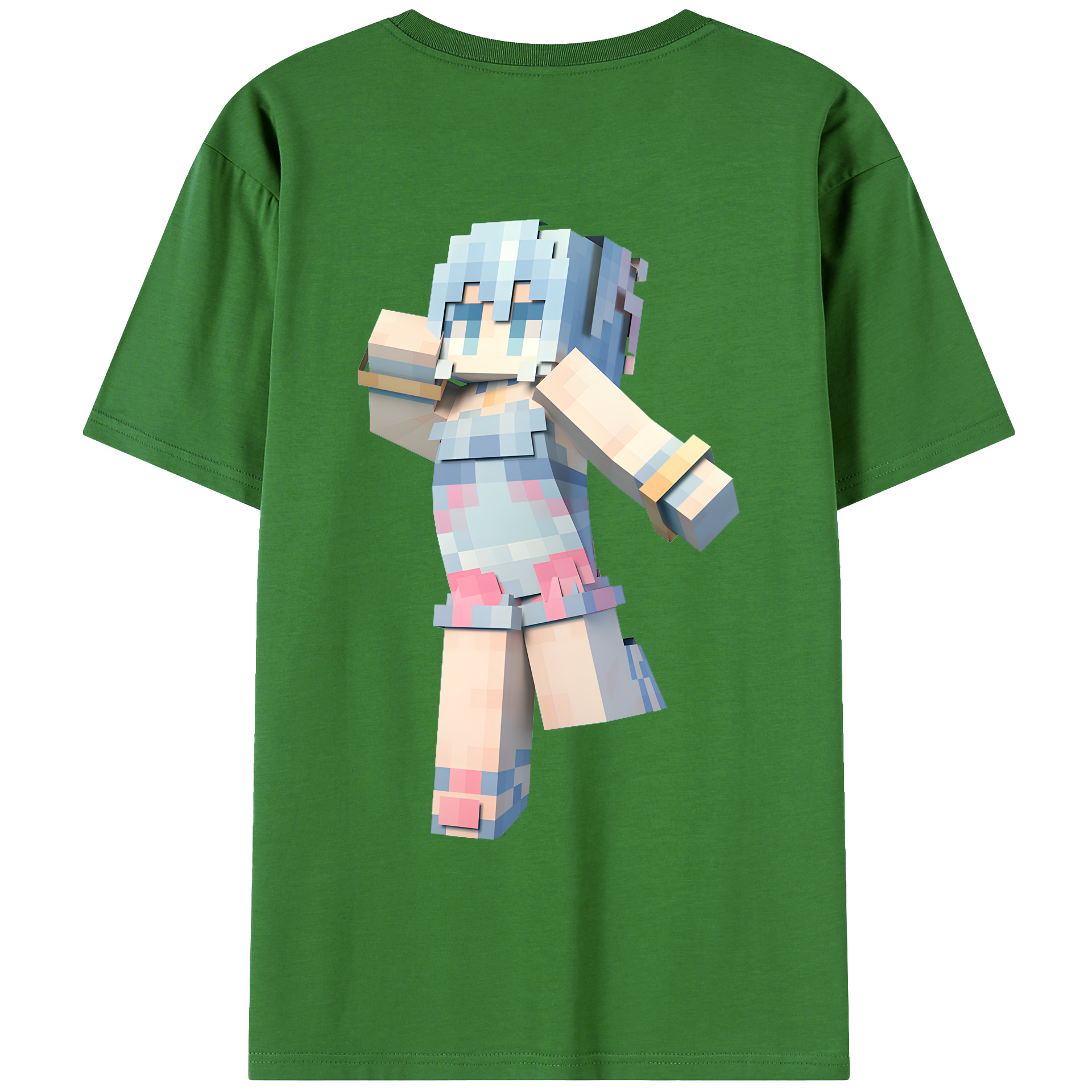 （画像用） マインクラフト ブロックの世界 Minecraft MC Block world レディース半袖Tシャツ(バックプリント)